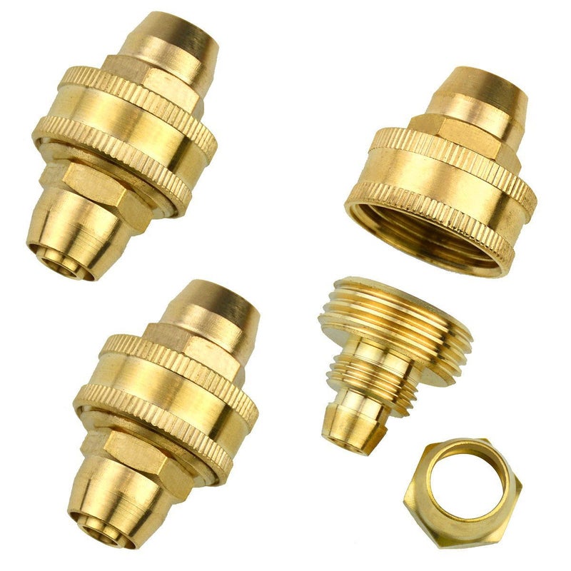 Gardeningwill 3Sets Brass 3/8" Garden Heavy Duty Hose Mender Repair End Replacement Male Female Connector - Image 1